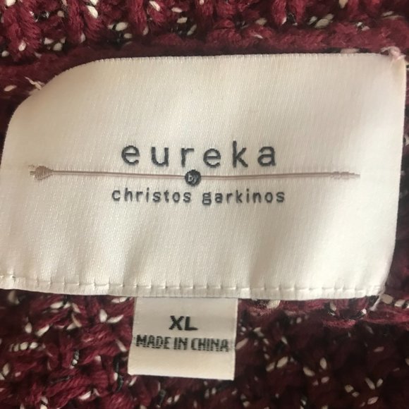 eureka by Christos Garkinos Burgundy Marled Open Jacket X-Large - Picture 11 of 11